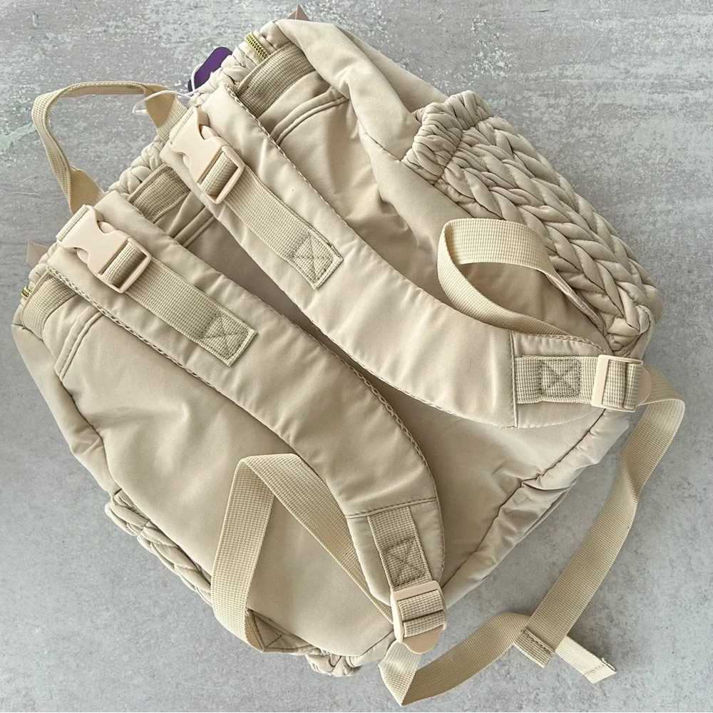 Stylish Quilted Compact Diaper Bag Backpack in Cream NWT